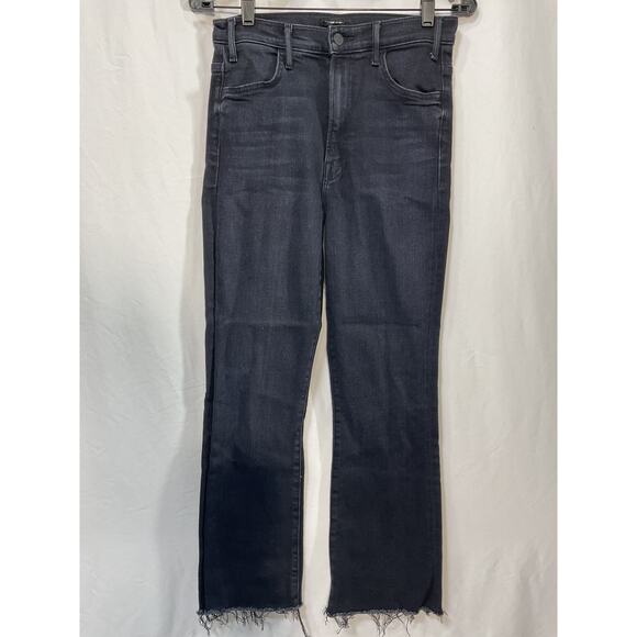 Mother 'The Hustler' Black Cotton Ankle Fray Denim Jean Size 28 - Picture 2 of 5